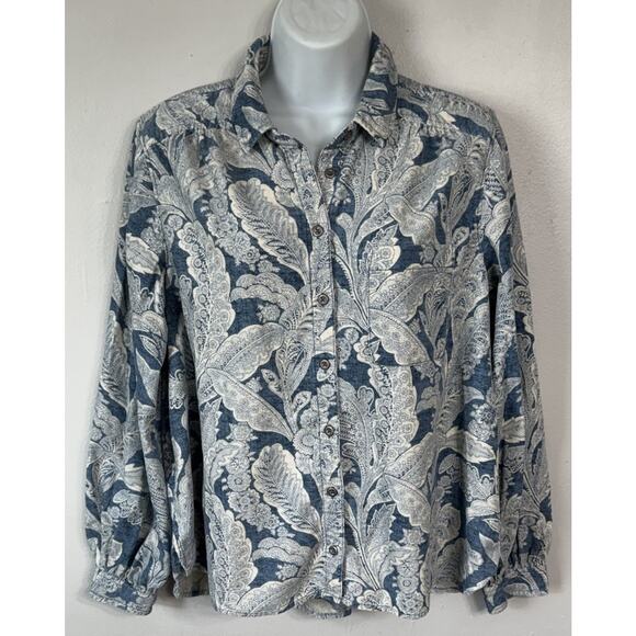 Pilcro Letterpress Shirt Women’s Size Small Sigourney Corduroy Button Down Blue - Picture 2 of 12